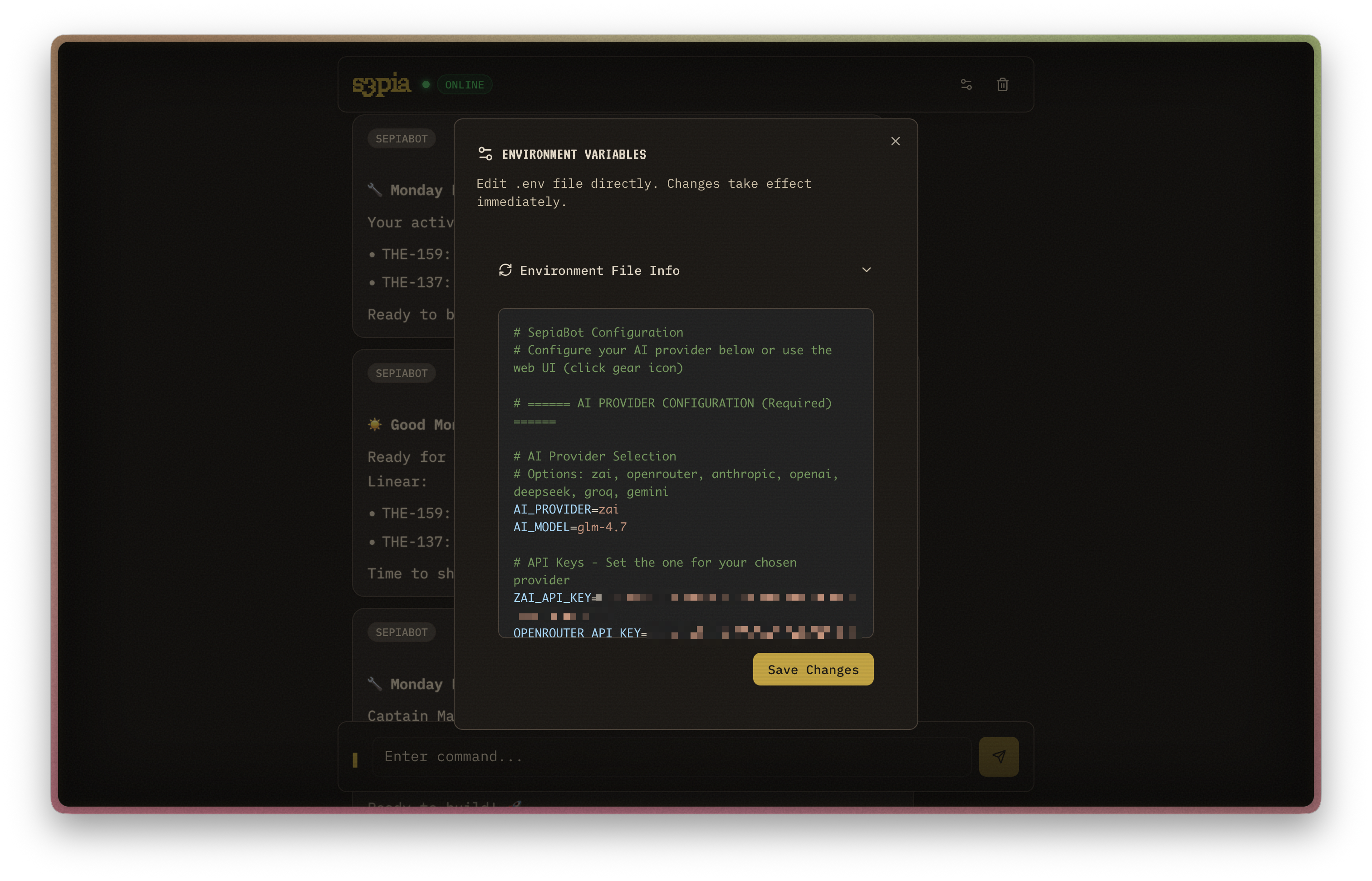 S3pia configuration interface showing API key setup